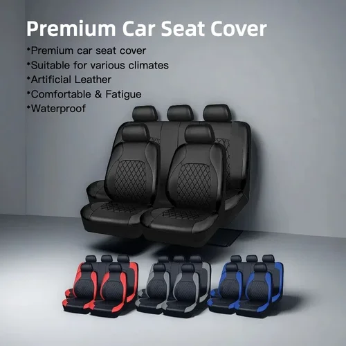 Juego de fundas para asiento de coche de 2/5 asientos: cuero PU acolchado de primera calidad con soporte cómodo, ajuste universal para sedanes/SUV/camiones