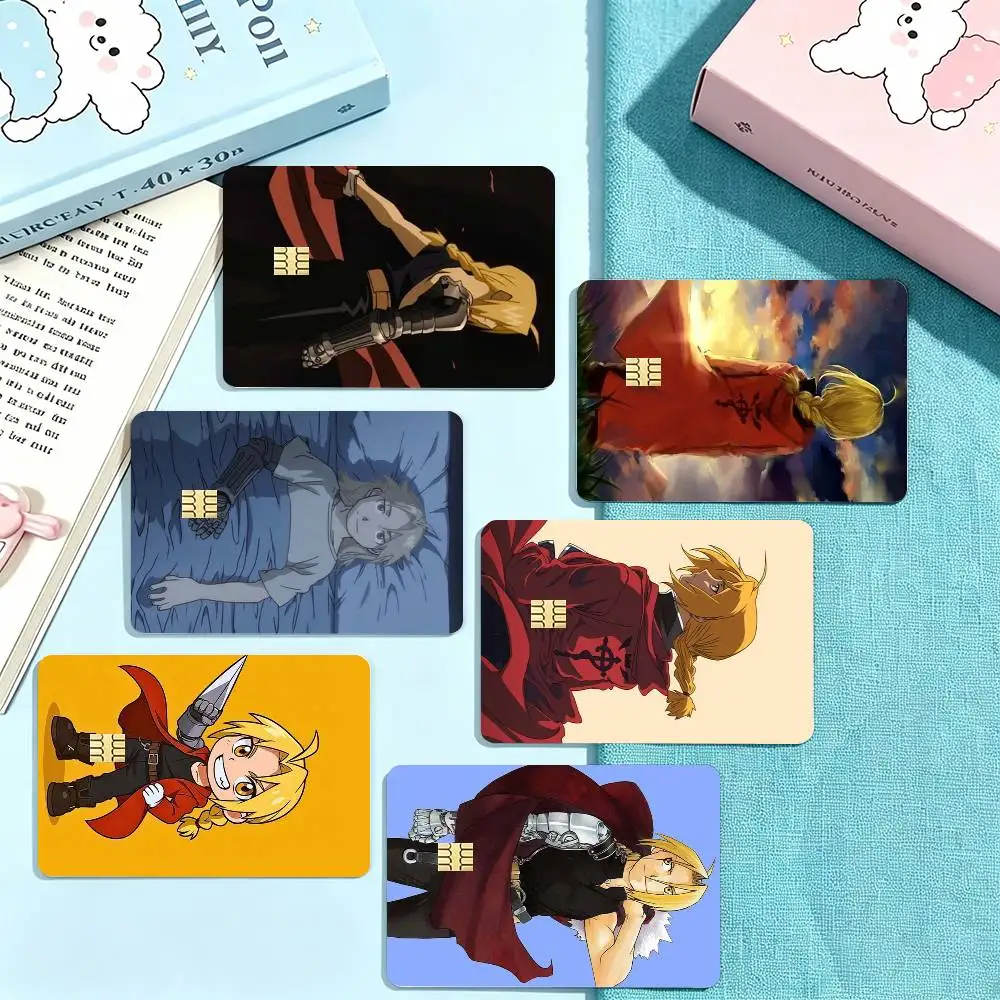 F-Fullmetal Alchemist Edward Elric Credit Card HD Stickers Small Chip Waterproof Sticker Game Card Decal Gift