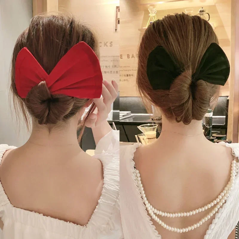 مشبك شعر ملتوي عصري، صانع كعكة على الطراز الكوري، إكسسوار شعر بعقدة على شكل فيونكة للنساء