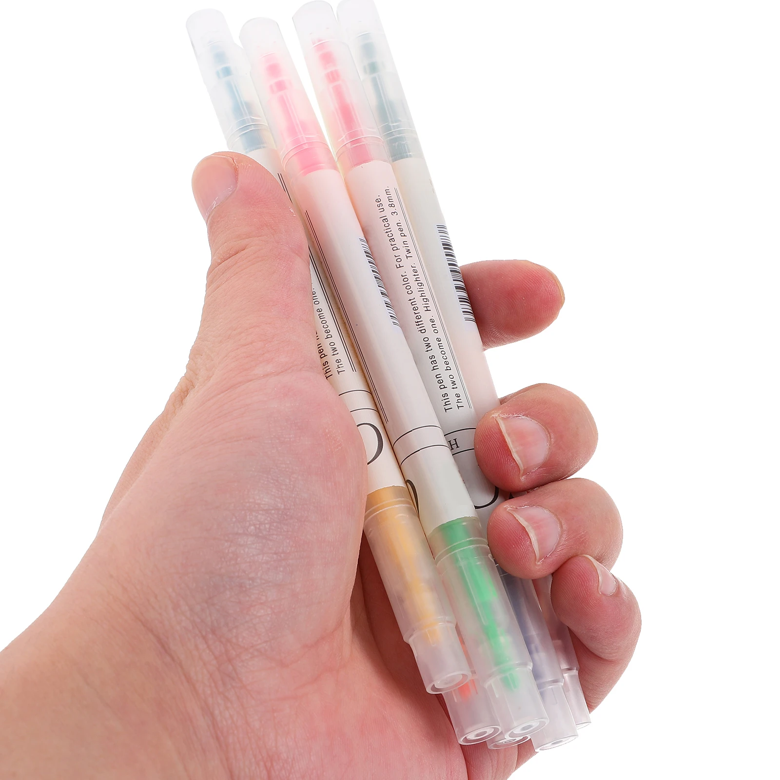 

6pcs Double Ended Highlighters Light Colors Note Marking Pens Journal Writing Scrapbook Markers School Supplies Portable