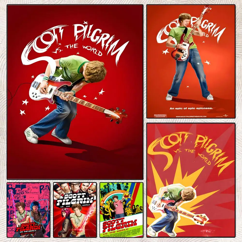 S-Scott P-Pilgrim Vs The World The Game Poster Decorative Wall Art Stickers Mural For Home Living Room Hallway Decor Gift