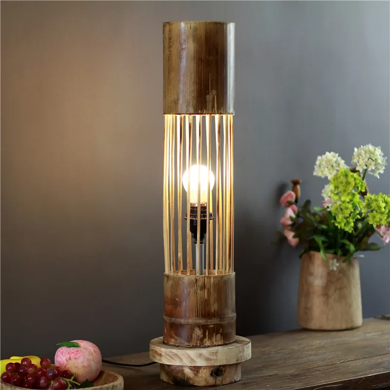 Professional handmade log craft floor lamp pastoral warm homestay hotel decorative lamps