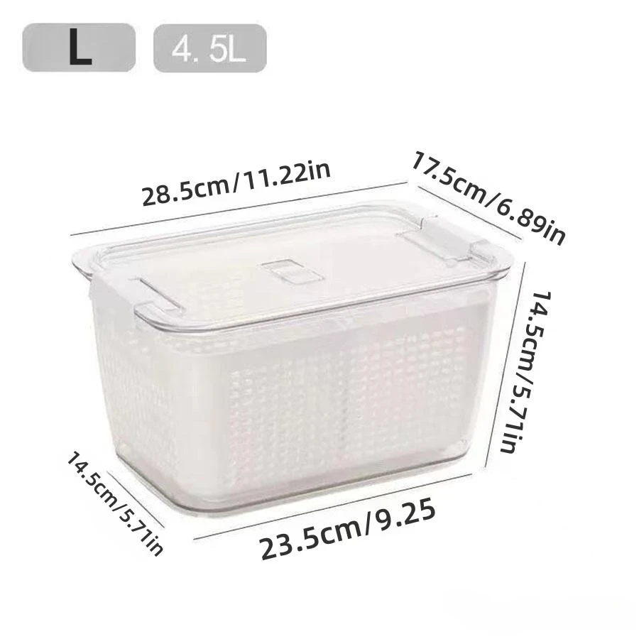 1-Piece Refrigerator Container with Removable Colander Leak-proof Food Storage Container Keeps Fruits, Vegetables and Meat Fresh