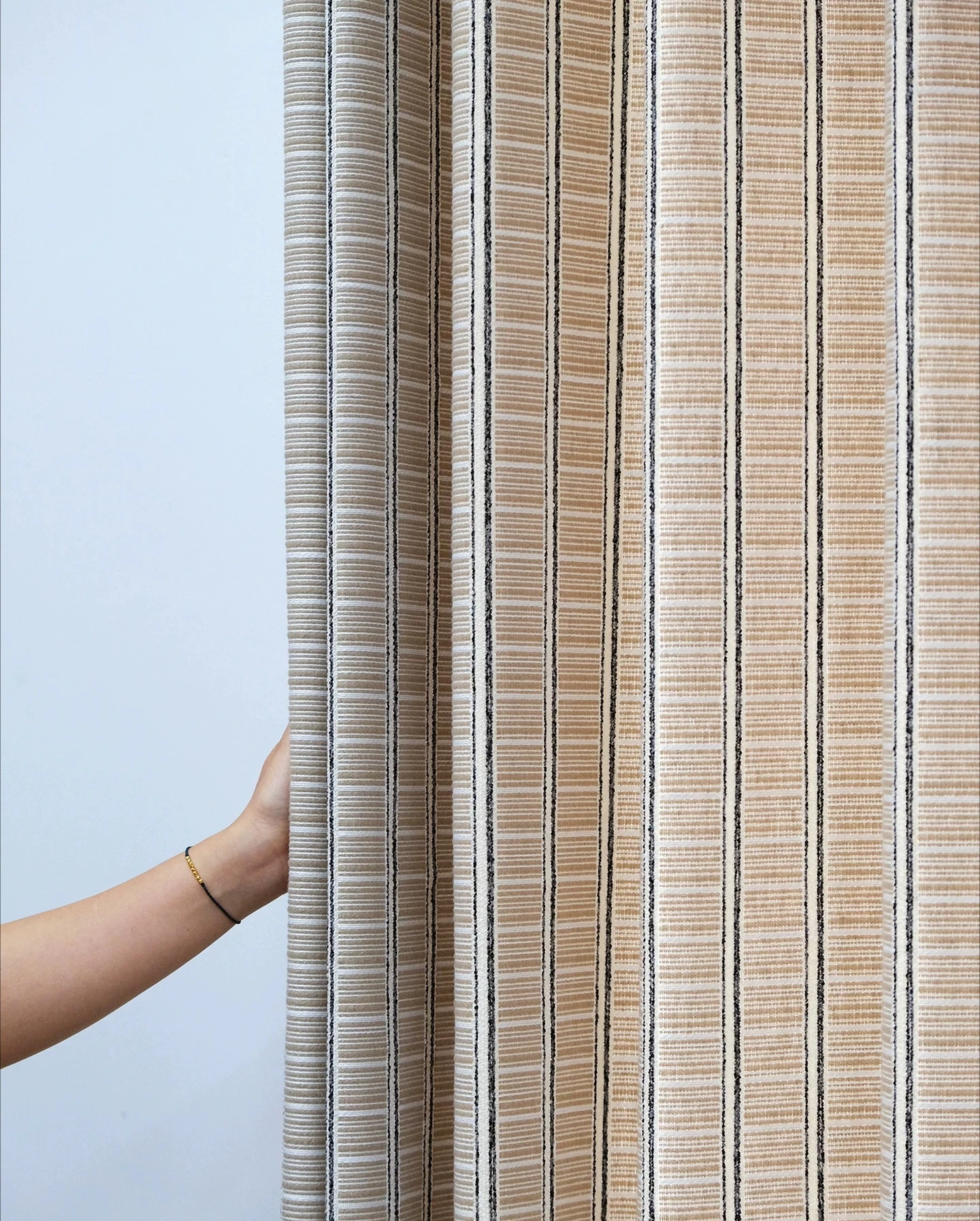 New Line Vertical Strip Jacquard Thickened Blackout Chenille Curtains for Living Room Bedroom French Window Customized