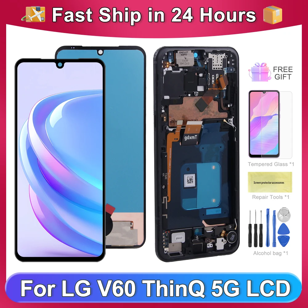 For LG V60 For LG V60 ThinQ 5G 6.8''LM-V600 A001LG LCD Display Touch Screen Digitizer Assembly Replacement