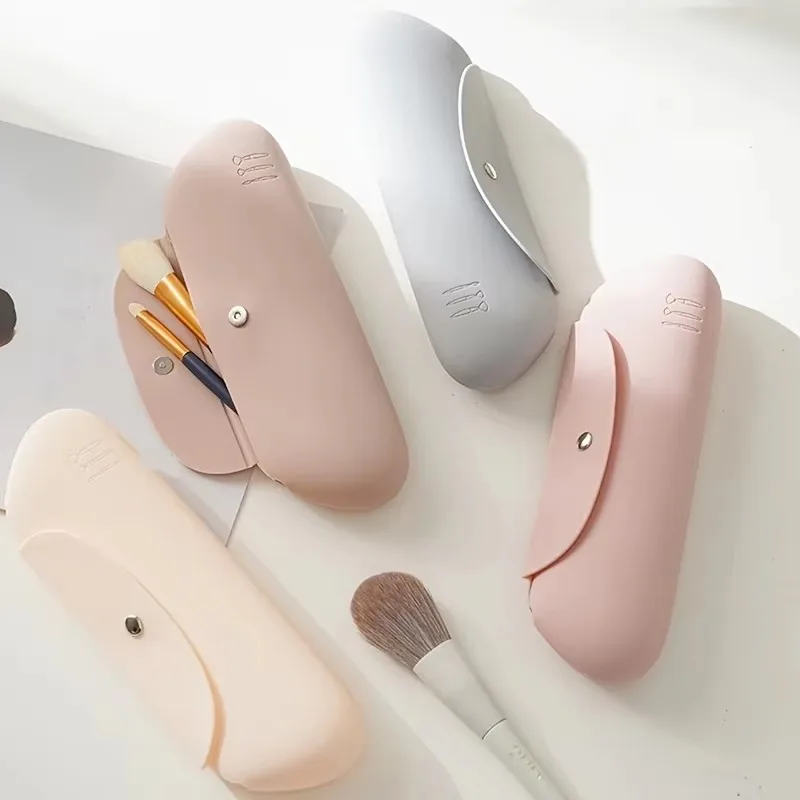 Suporte de pincel de maquiagem de viagem de silicone - organizador anti-queda, portátil e elegante para pincéis faciais cosméticos