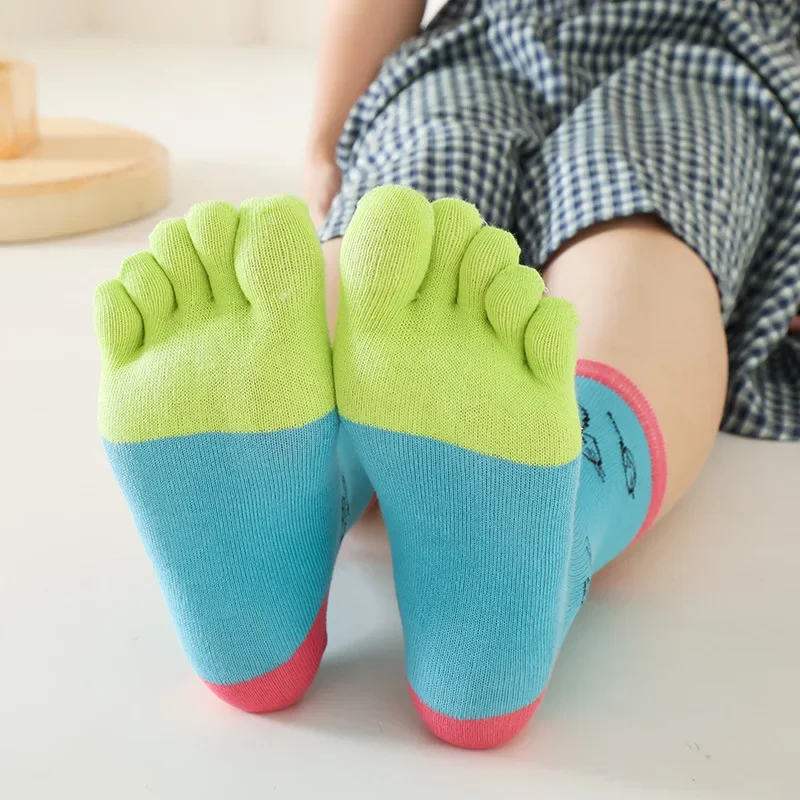 Ladies Cat Five-finger Toe Socks Cotton Cartoon Ankle Socks Kawaii Short Socks