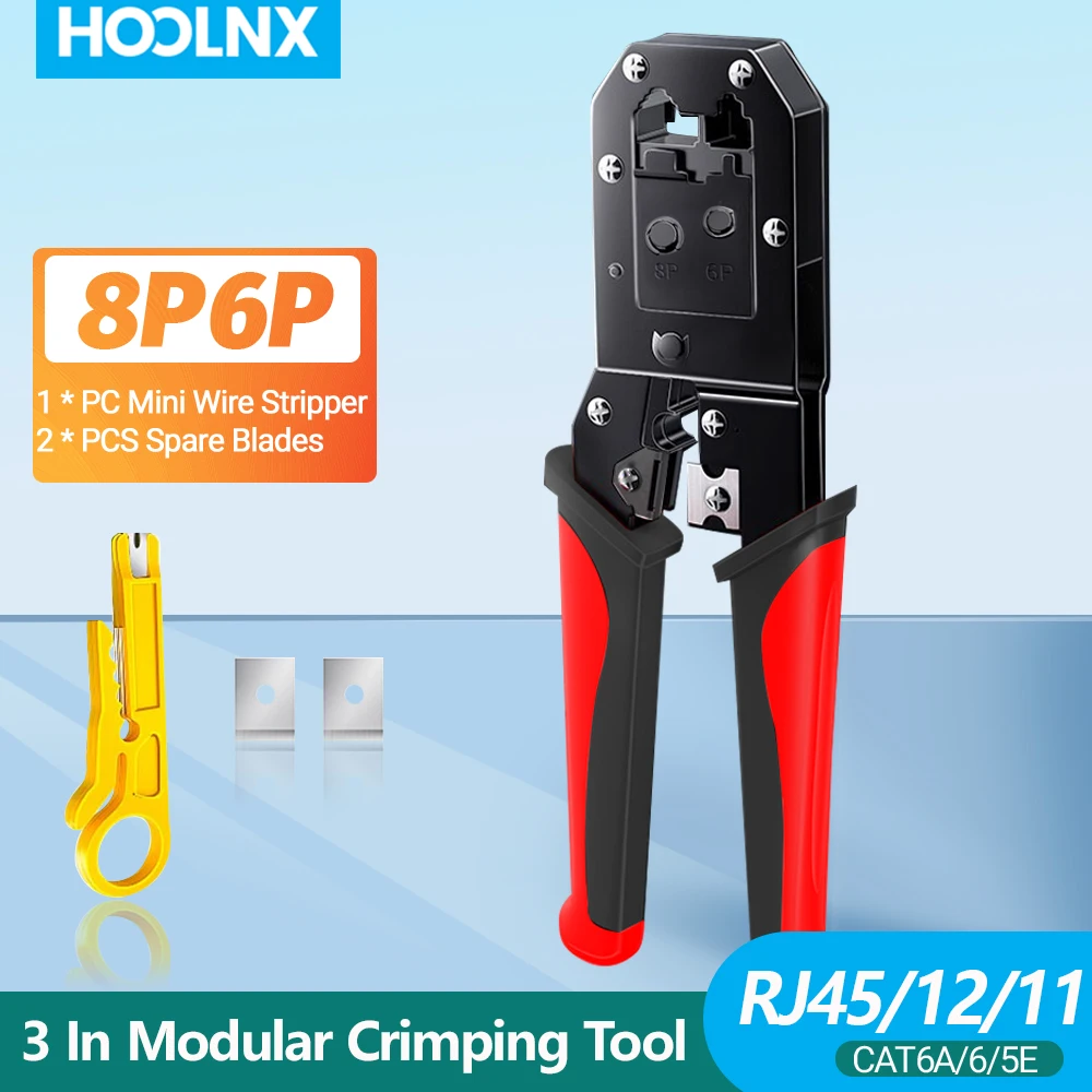 

Hoolnx RJ45 Crimping Tool RJ11 Crimp Ethernet LAN Cable Crimper Cutter Stripper Plier 8P RJ45 6P RJ12 RJ11 for Modular Connector