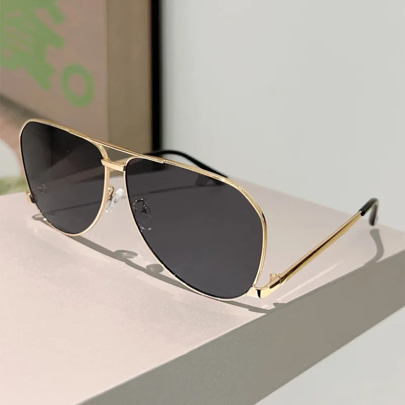 Vintage Oversize Quadratische Piloten-Sonnenbrille für Damen Neue Mode Legierung Farbverlauf Schwarz Sonnenbrille Herren Hip Hop Outdoor-Brille UV400 – Detail 5