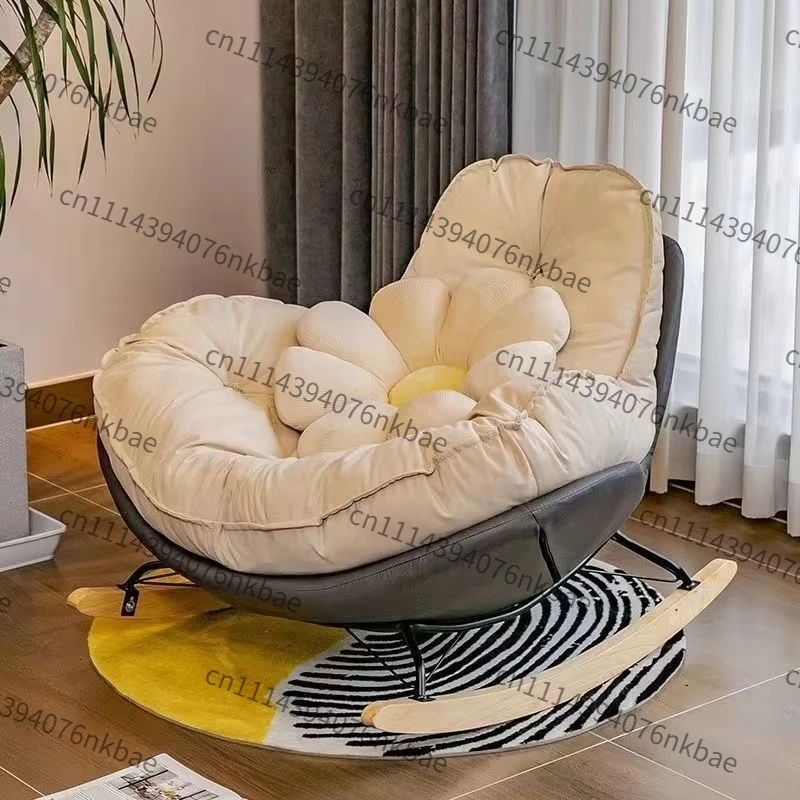 Nordic Eggshell Penguin Lazy Rocking Chair, Recumbent Single Leisure Sofa Chair for Living Room Balcony Bedroom