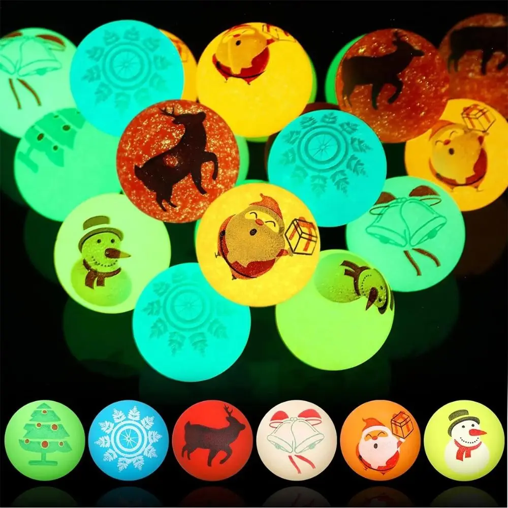 10pcs/set Glow In The Dark Christmas Elastic Ball Toys Christmas Elastic Ball Luminous Bouncy Ball Luminous 10pcs