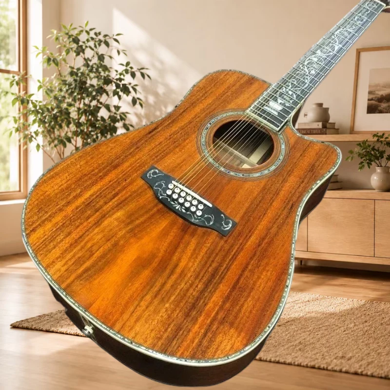 D45 KOA Natural Grand Concert 12 String Solid Koa Top Acoustic Guitar Koa Back Sides Ebony Bridge Beginner Free Shipping