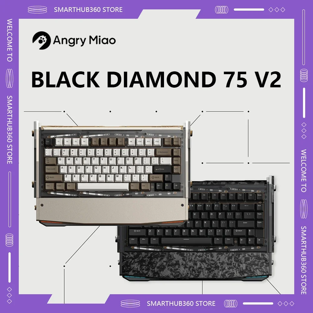 Angry Miao DRY STUDIO Black Diamond 75 V2 Mechanical Keyboard RGB Gaming Keyboard Bluetooth Wireless Tri Mode Wireless Charging