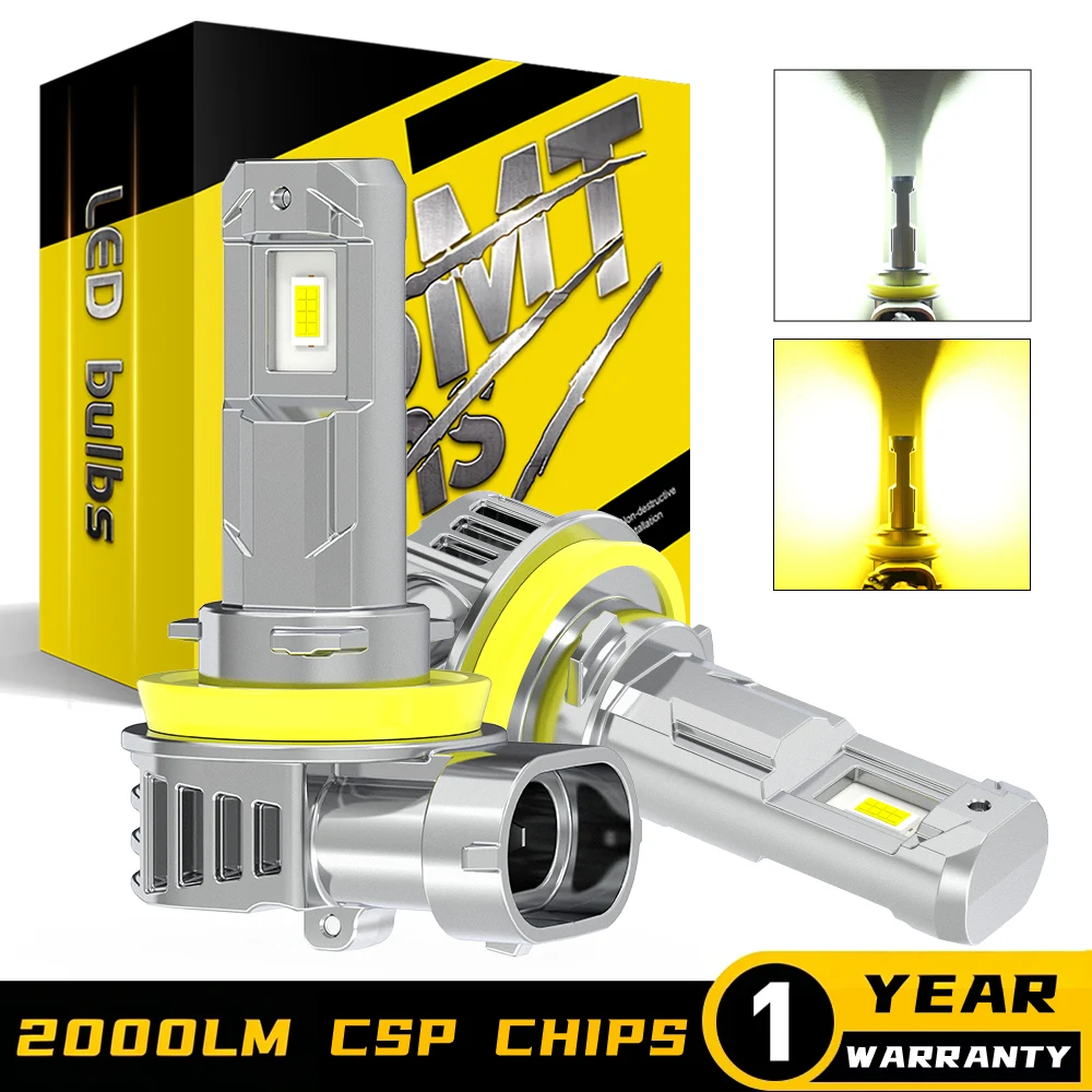 

BMTxms 2Pcs 20000LM H8 H11 H27 880 881 LED Fog Light Bulbs 9006 HB4 9005 HB3 PSX24W LED DRL Car Lamp 6500K White 3000K Yellow