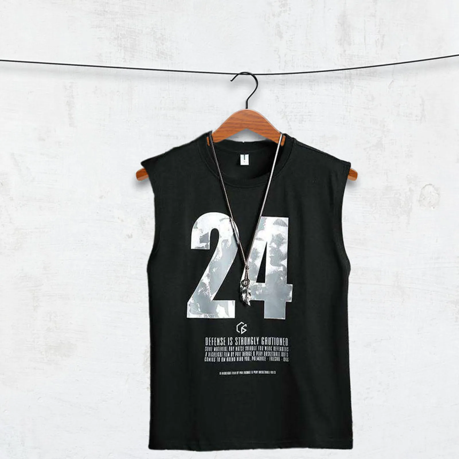 Men Sleeveless Absorbent Tank Top Soft Material Male Number 24 Sportswear Suitable for Friends Gathering Wear