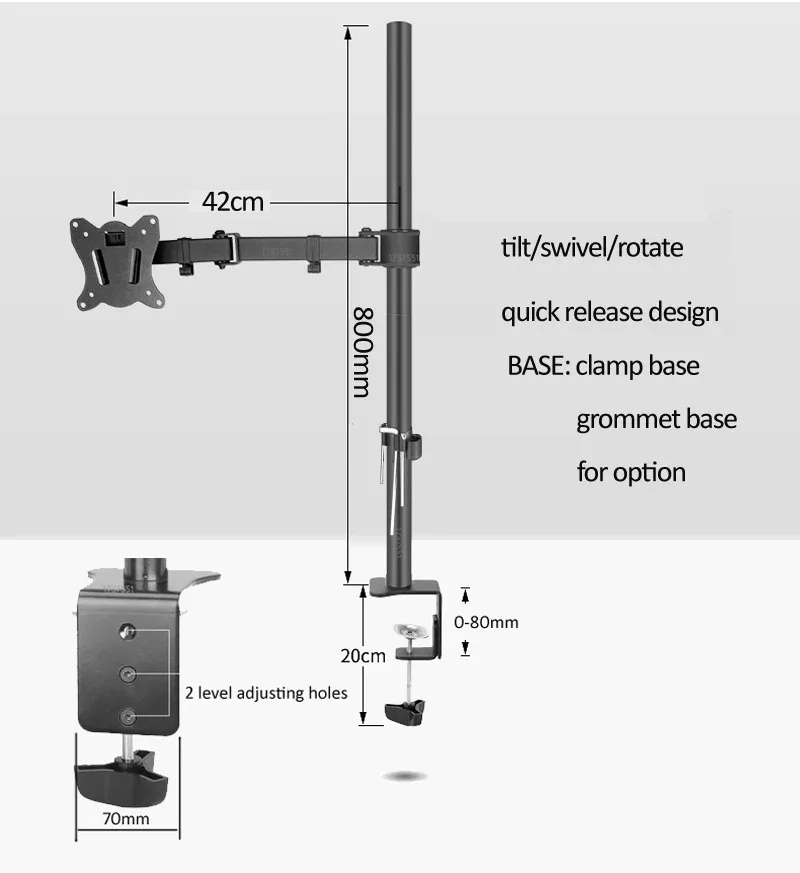 1200mm 800mm T902-180 Desktop Stand Full Motion 360 Degree steel Monitor Holder 10\