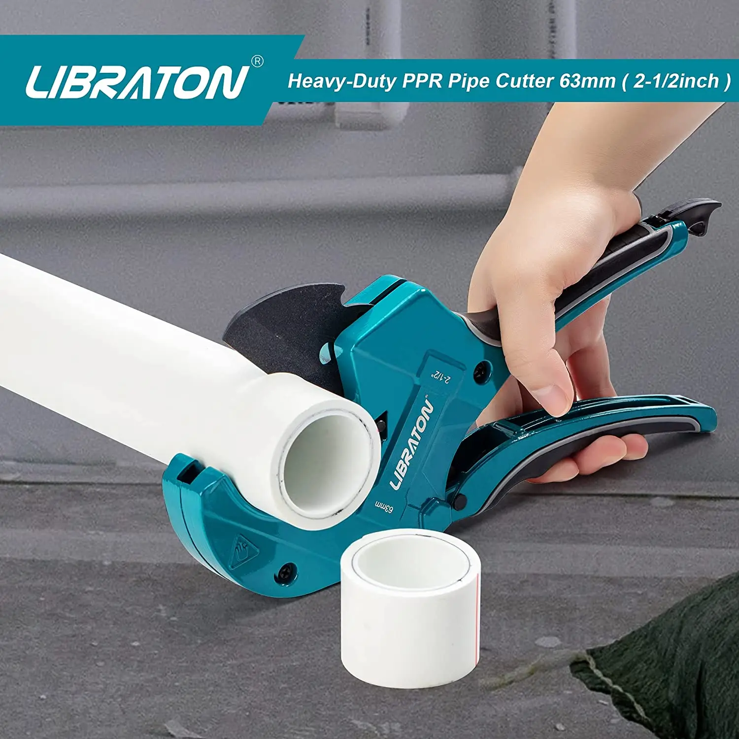 Libraton Ratchet-type Pipe and PVC Cutter, One-hand Fast Pipe Cutting Tool with Replacement Blade for Cutting 2-1/2\