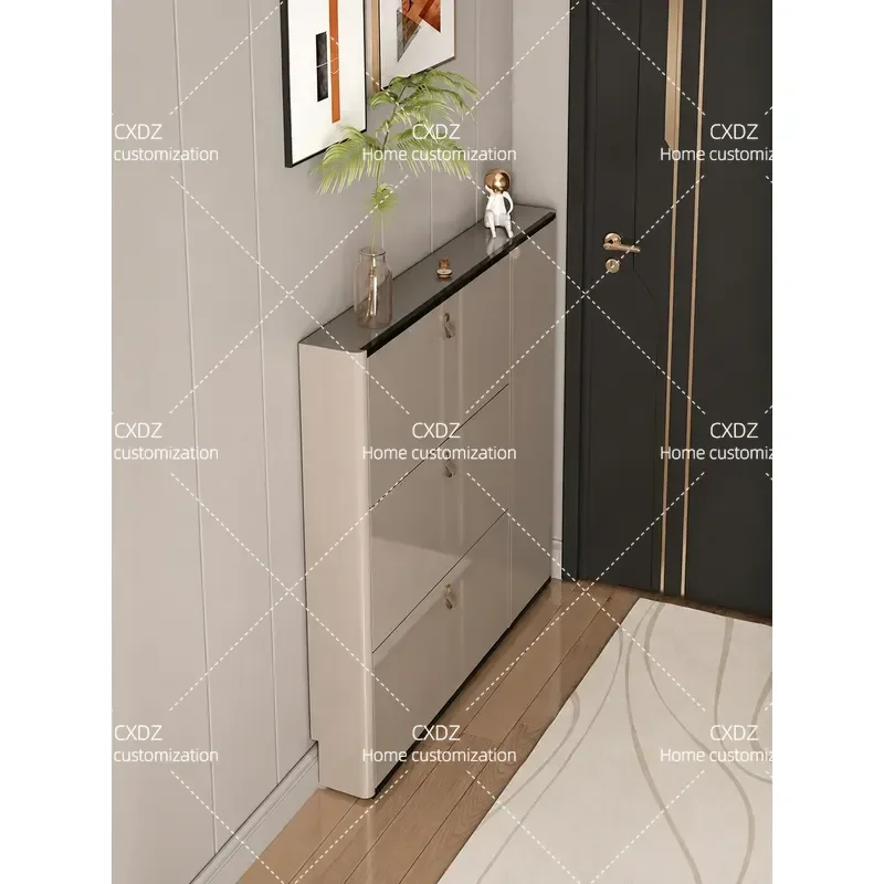 Light Luxury Shoe Cabinet Ultra Thin 15cm Storage Porch Cabinet Modern Simple Home Tipping Bucket Against The Wall Locker