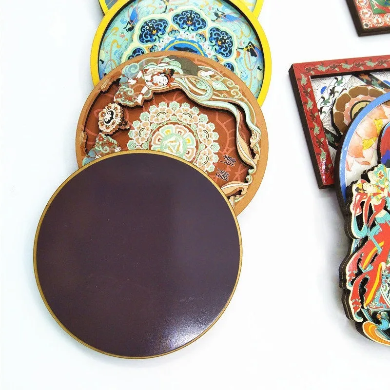 Dunhuang Mural Fridge Magnet Nine Colored Deer Cultural Gansu Mogao Caves Ancient Style Travel Souvenir Collectible Resin Decor