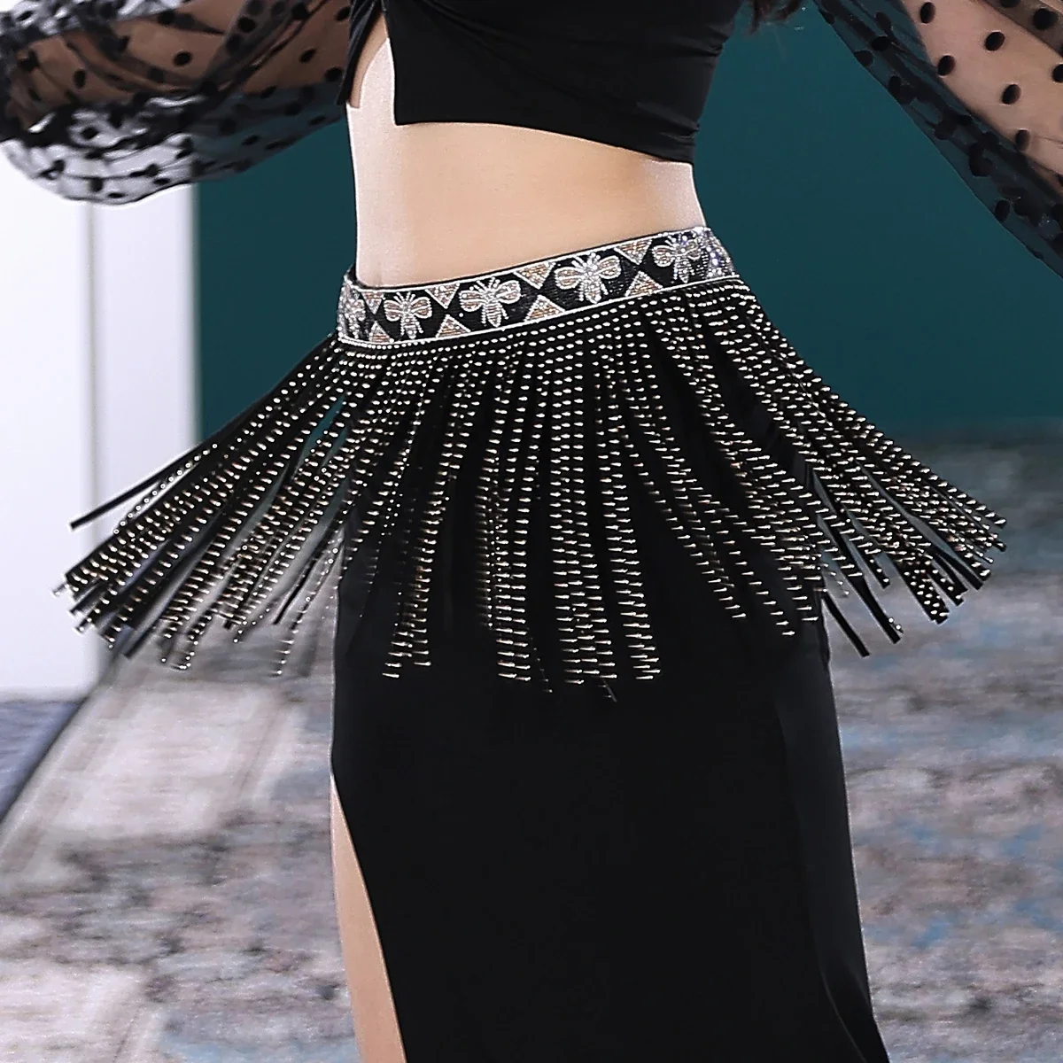 

2022 Women Heavy industry Belly Dance Tribal Hip Belt Waist Skirt New super glitter tassel belly dance Belt
