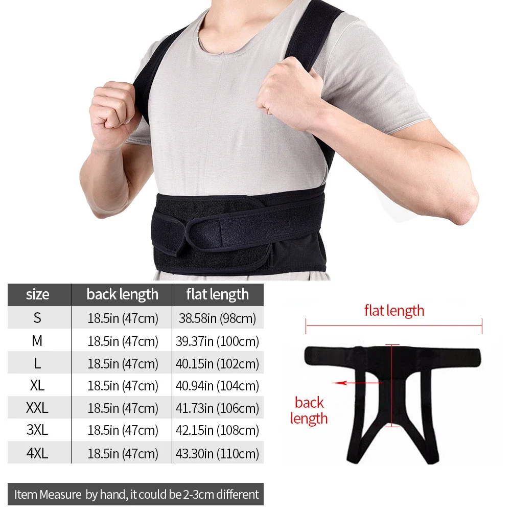 Back Waist Posture Corrector Adjustable Adult Correction Belt Waist Trainer Shoulder Lumbar Brace Spine Support Belt Vest Black