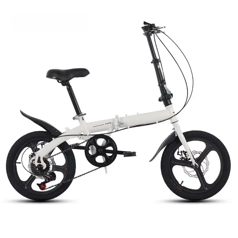 16 Inch Folding Bike Mini Portable Bicycle with Disc Brakes Transmission System No Installation Needed Fits Car Trunk Compact