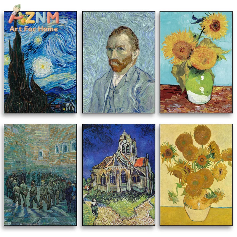 Star Night of The World Famous Painter Van Gogh Posters and Prints Retro Art Canvas Painting Wall Art Picture Home Decoration