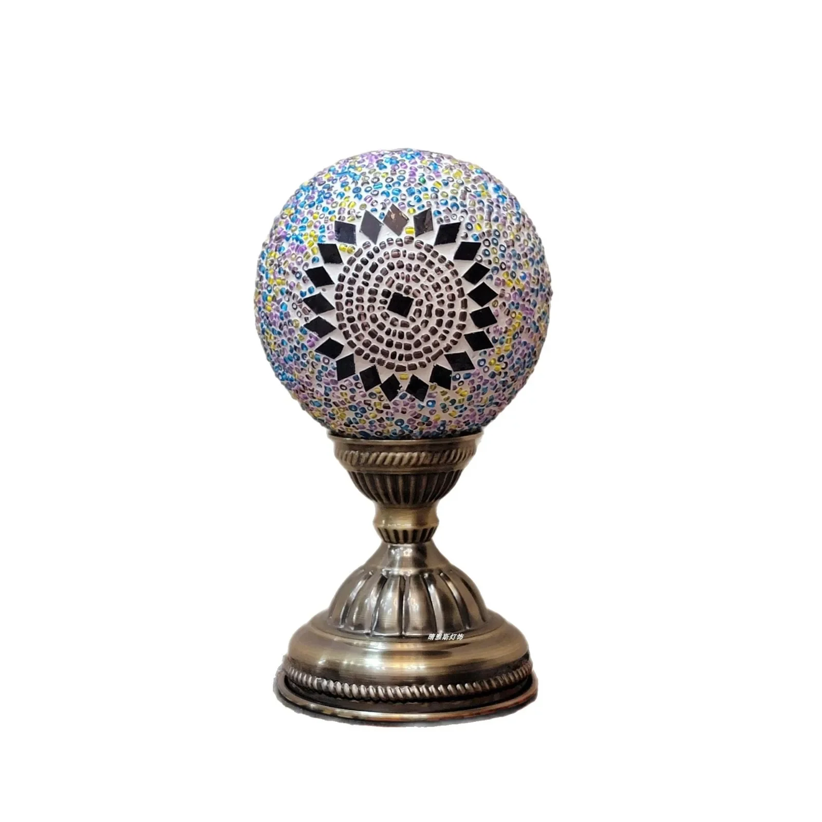 DurableMosaic Desk Lamp Music Morocco Exotic Bedside Ethnic Internet Celebrity Decoration Turkish Round Ball Small Luminous Lig