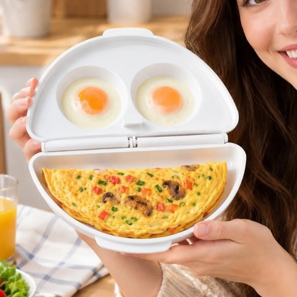 Plastic Microwave Omelette Maker Heat Resistant with Lid Poached Egg Maker Quick-Heat Non-Stick Egg Maker for Kitchen