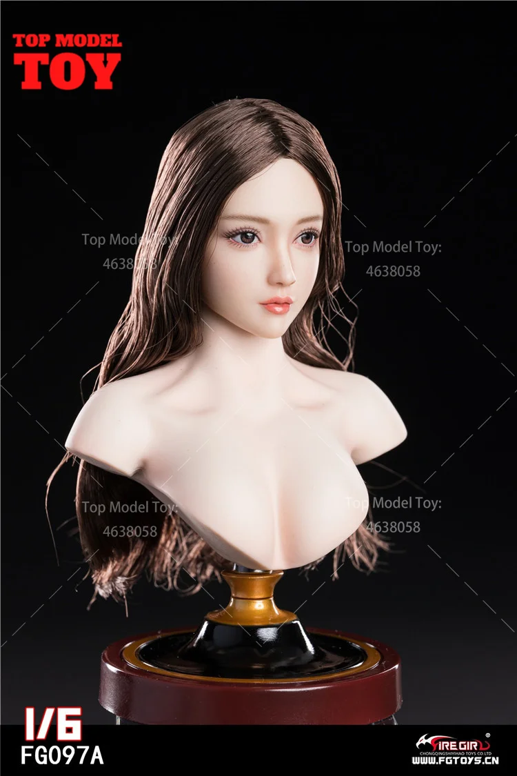 Fire Girl Toys FG097 1/6 Scale Asian Beauty Girl Head Sculpture Fit 12'' Female Soldier White Skin Action Figure Body Dolls