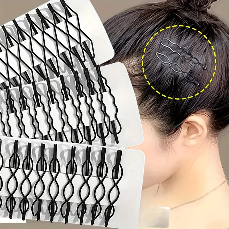 8 Stück Modische Schwarze Bobby Pins Haarspangen Wellige Haarnadeln Metall-Haarklammern Unsichtbare BB-Clips Wellenförmige Haarklammern Haarclips Accessoires – Detail 3