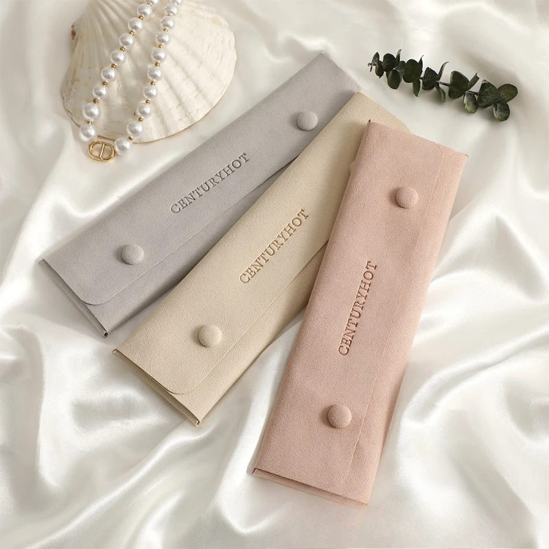 1PC Double-sided Velvet Suede Jewelry Bag Clamshell Snaps Jewelry Storage Pouch for Necklace Earrings Gift Bag
