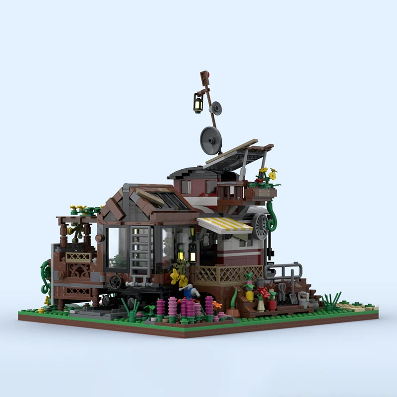 모듈형 도시 건축 모크 빌딩 블록 모듈형 경비차 꽃집 기술 블록 크리스마스 DIY 장난감 건설 선물