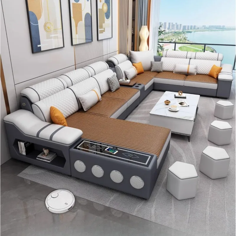 Seats Minimalist Sofa Electric Comfortable Leather Lounge Sofa Couple Luxury Apartment Muebles Para El Hogar Furnitures