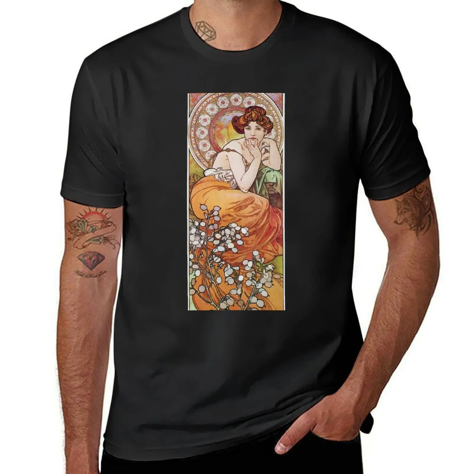 Alphonse Mucha - Topaz T-Shirt quick drying blacks Blouse t shirts men