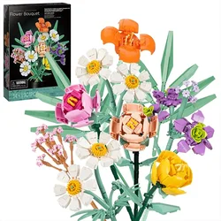 Romantic Bouquet Building Block Diy Artificial Flower Building Bricks Toy Bouquet Decoration Girls Adults Kids Anniversary Gifts