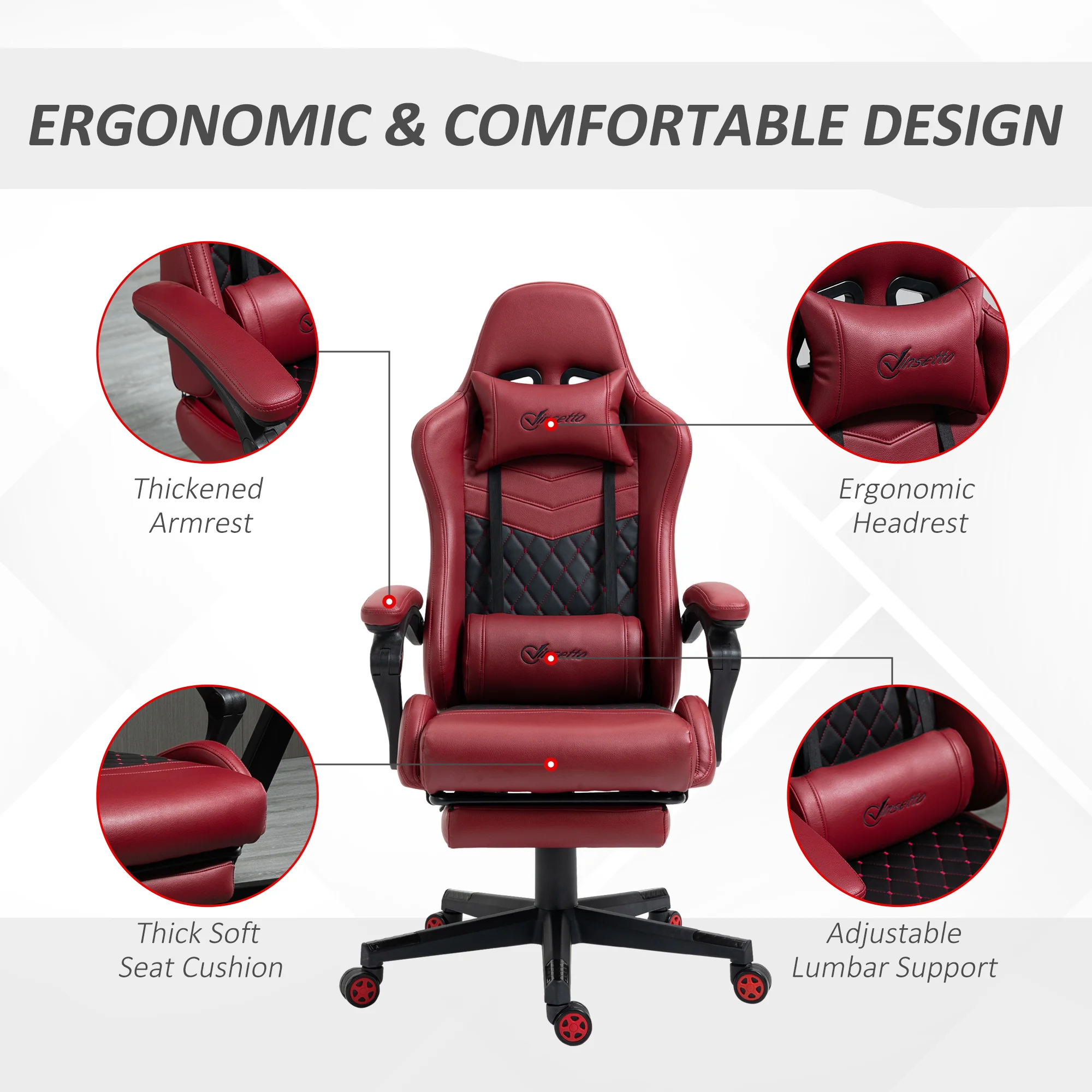 Silla ajustable para juegos con respaldo alto, sillón reclinable para oficina de carreras con reposapiés, almohada