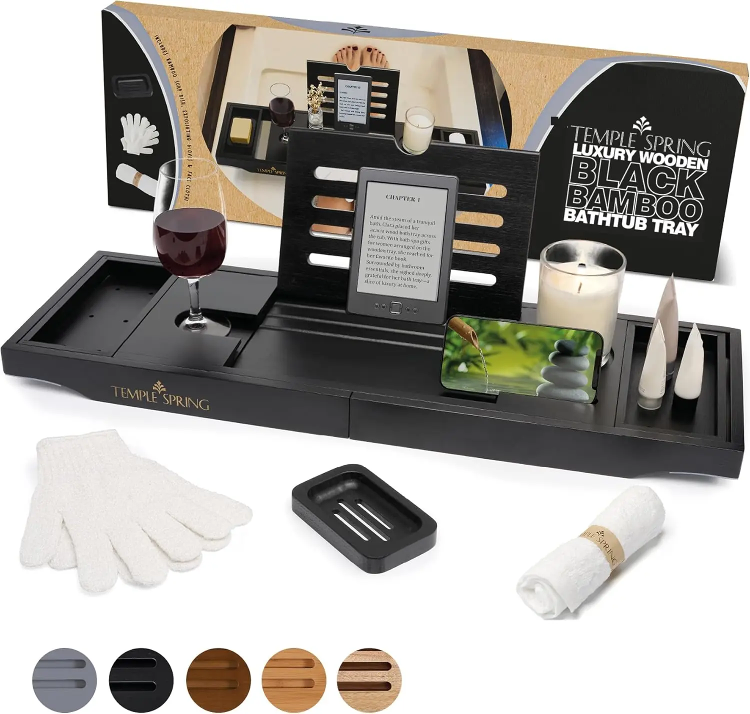 

Выдвижной бамбуковый поднос для ванны с аксессуарами, предметы первой необходимости для спа для домашнего отдыха