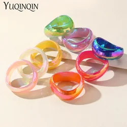 Vintage Punk Colorful Resin Acrylic Bracelets For Women Wide Thick Big Hyperbole Bangles Bracelet Geometric Irregular Jewelry