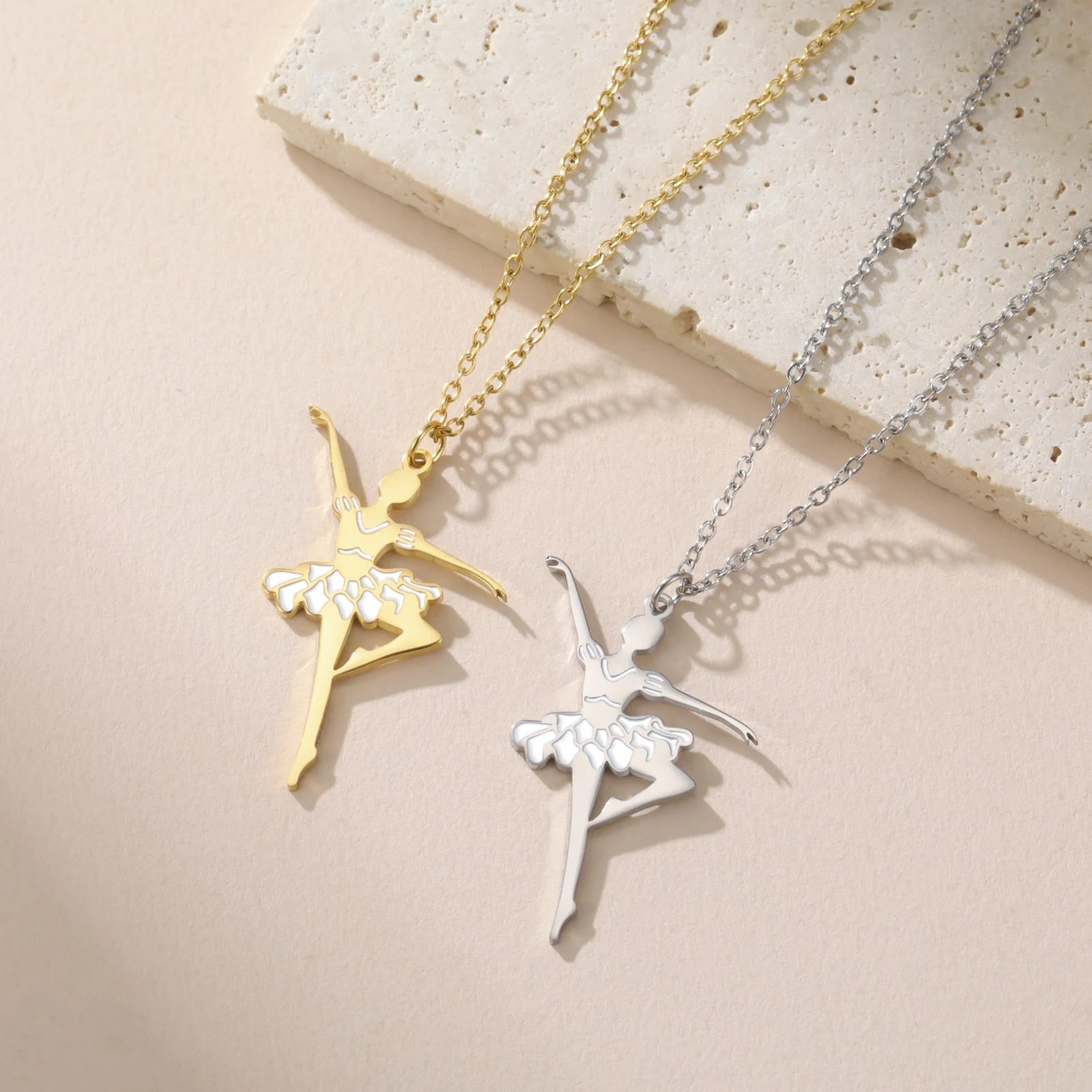 COOLTIME Gymnastik Anhänger Halskette für Frauen Edelstahl Mode Sport Ballett Tänzerin Halskette Turnerin Schmuck Neue – Detail 15