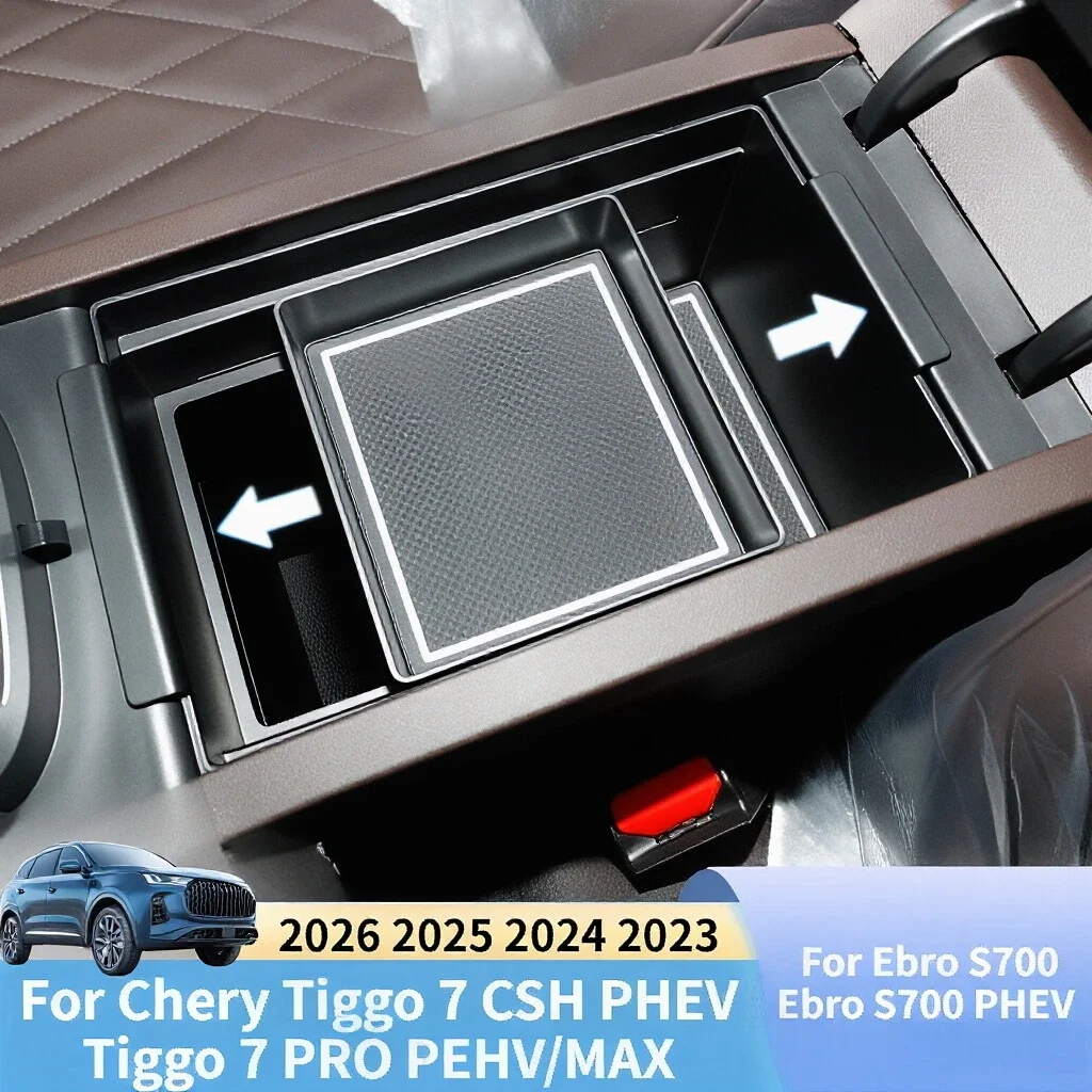 Image of Armlehnen-Aufbewahrungsbox für Chery Tiggo 7 CSH Pro PHEV und Ebro S700 PHEV, Auto-Zentral-Armlehnen-Aufbewahrungsbox, Mittelkonsolen-Inhalt