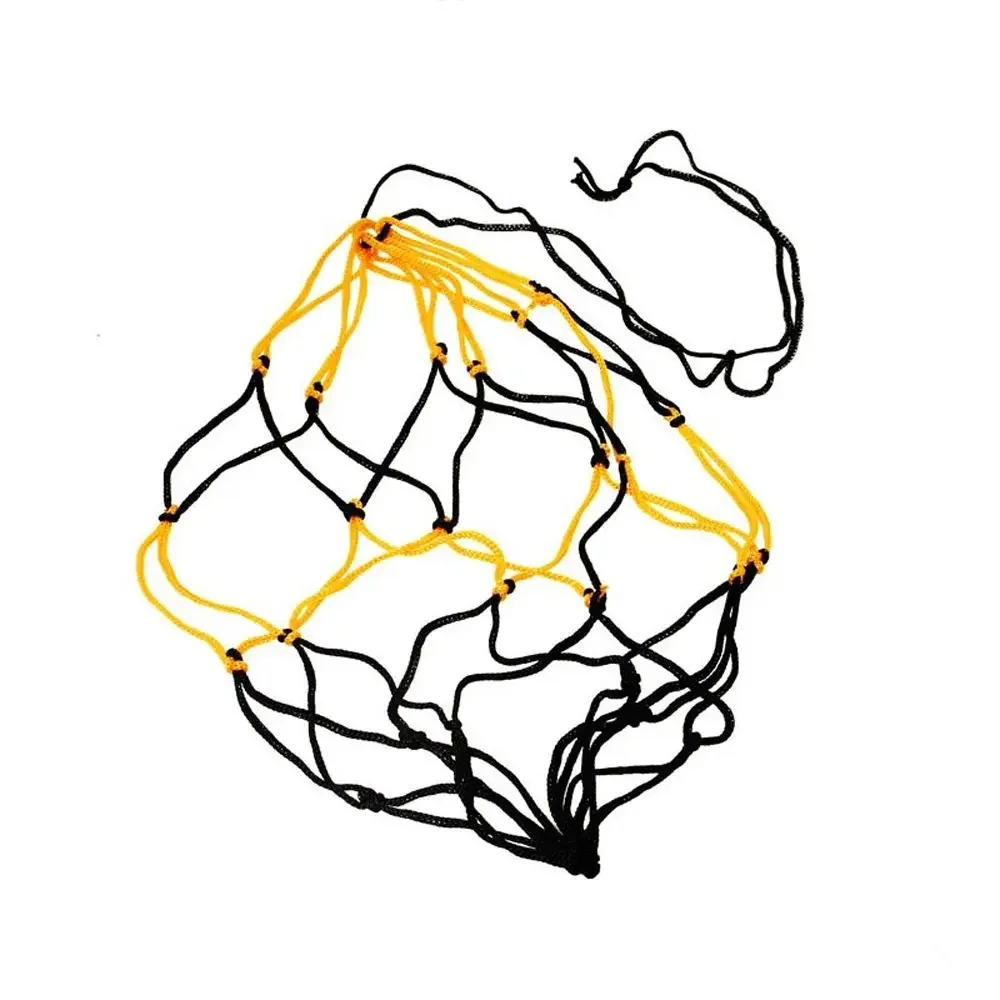 Czarno-pomarańczowa nylonowa siatka na piłki, torba siatkowa na koszykówkę, torba na piłkę nożną