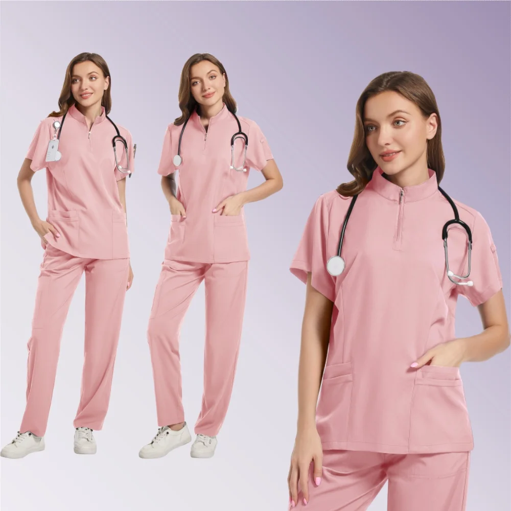 OP-Uniform für Damen, Krankenhaus-Apotheke, Arbeitskleidung, weiche und leicht schrubbende Sets, kurze Ärmel, Kleidung für den Schönheitssalon
