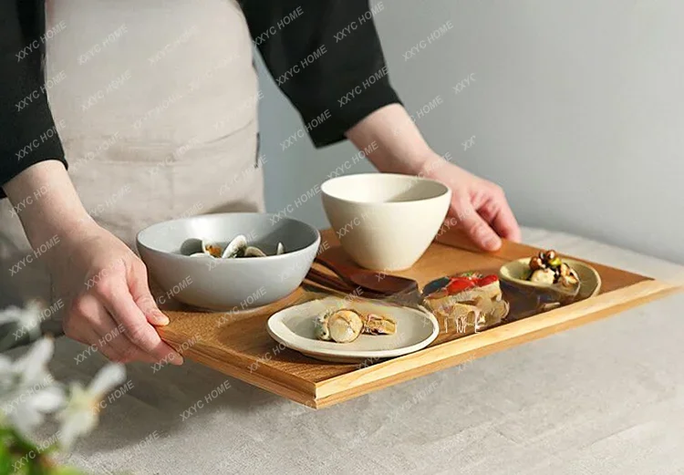 Cafe wooden tray, bread tray, cake bakery plate, storage tray