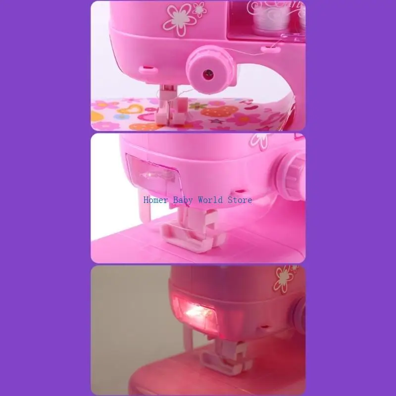 لعبة آلة الخياطة B2QD المضيئة للفنون والحرف اليدوية للأطفال لممارسة الخياطة للفتيات #2