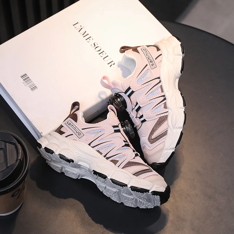 Kids'Casual Shoes Sneakers PU Leather Autumn Basketball Shoes For Children Anti-slip Designer Breathable Pink White Size 26-36