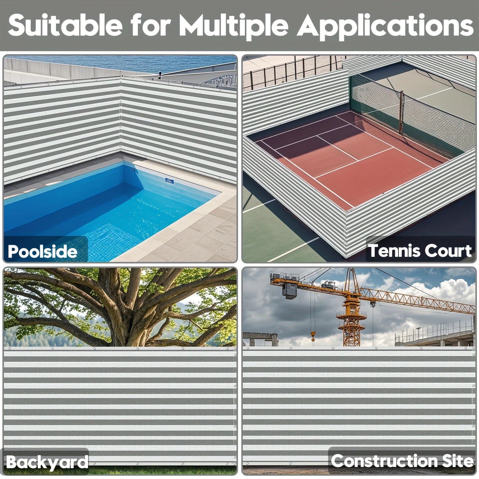 

【Garden Terrace Shade Net】Comes with Hook and Loop Closure and Eyelets, High-Density Woven with 90% Sunshade Rate, Suitable for