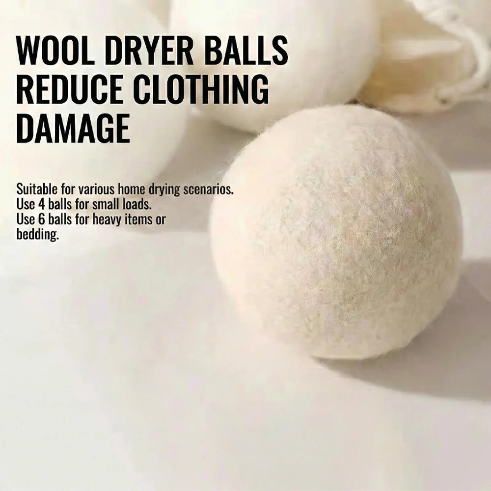 Wool drying ball, natural fabric softener 100% organic high-quality New Zealand wool, can reduce wrinkles, save energy and time