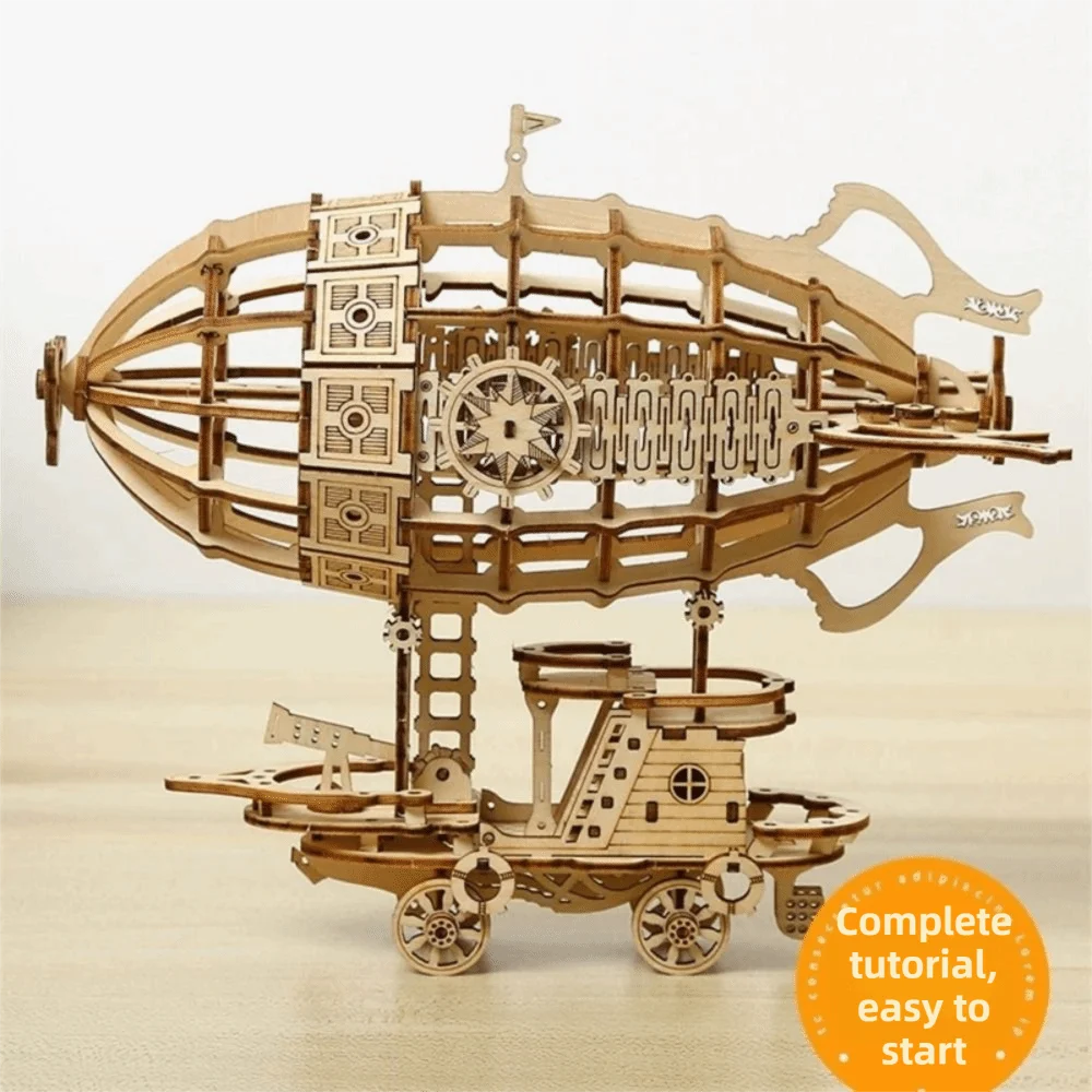 

Wooden Construction Airship Model Mechanical Design 3D Puzzle 3D Wooden Puzzle Hand Craft Mechanical Model Kits For Adults