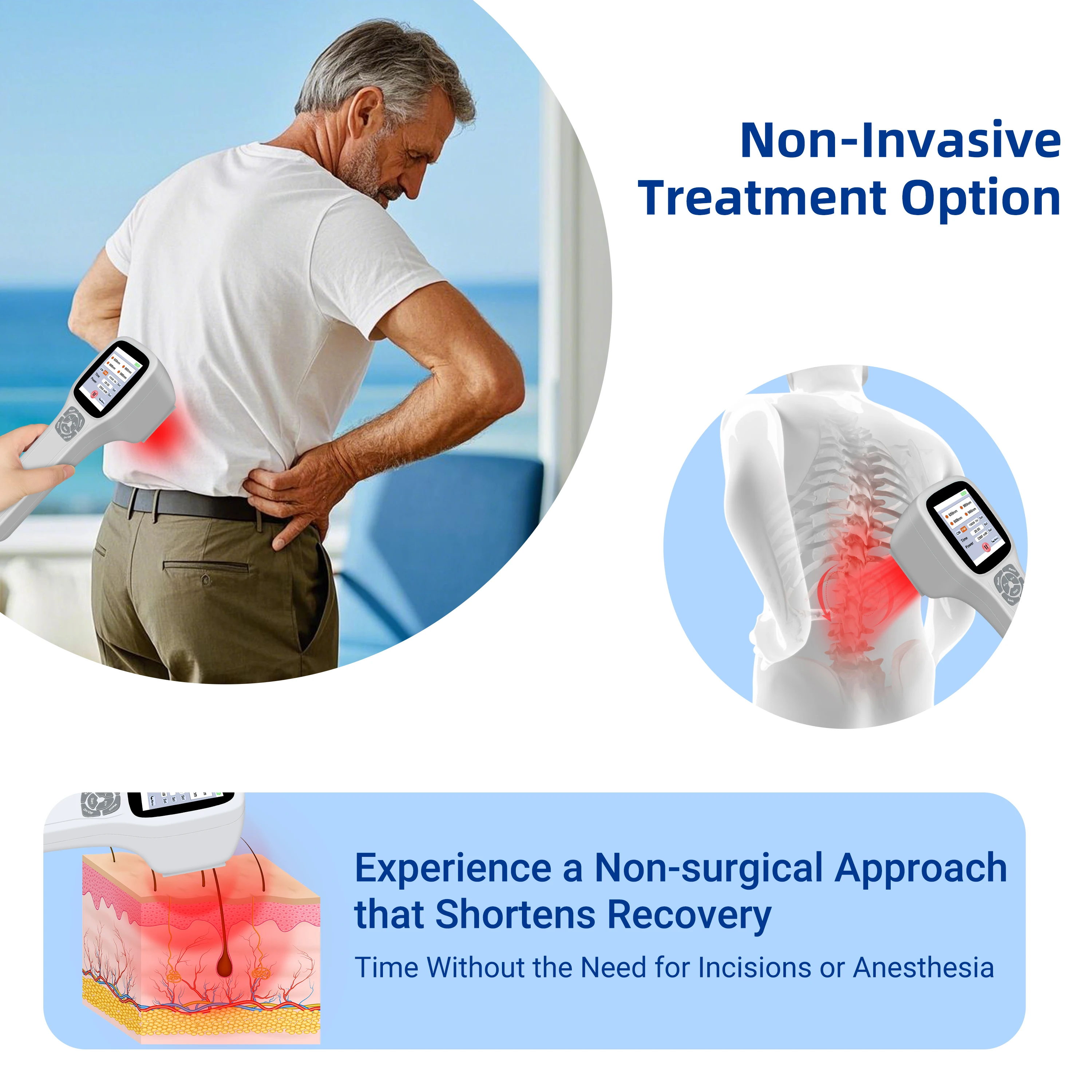 2500mW FourWave Red Light Therapy Device Joint Knee Body Pain Relief Cold Laser Physiotherapy Equipment 650nm 808nm 905nm 980nm